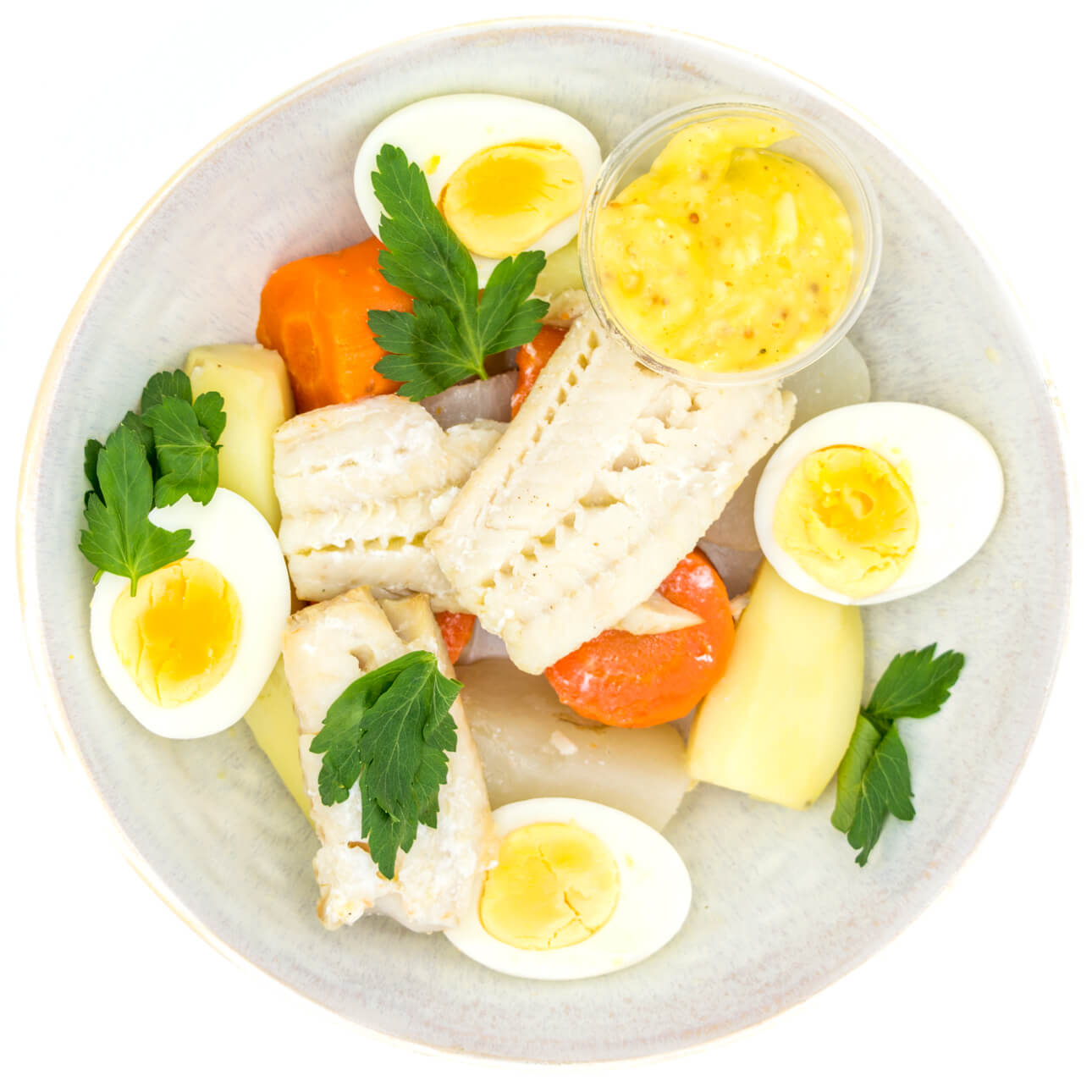 Filet de colin, aïoli et légumes