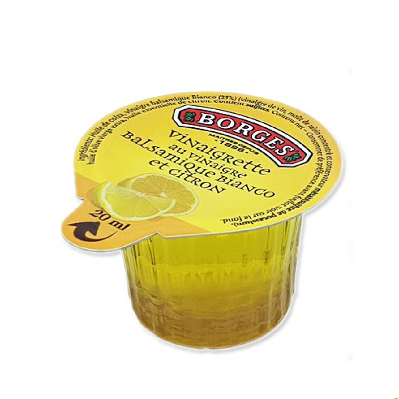Vinaigrette huile d'olive, vinaigre balsamique blanc au citron 20 mL