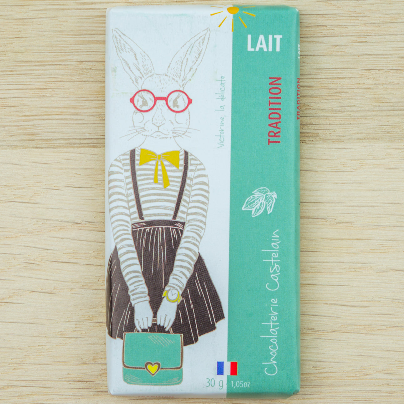 Mini-tablette de chocolat au lait BIO 30g - Chocolaterie Castelain