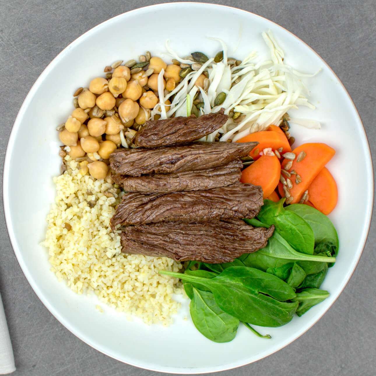 Bowl boulgour, légumes et boeuf