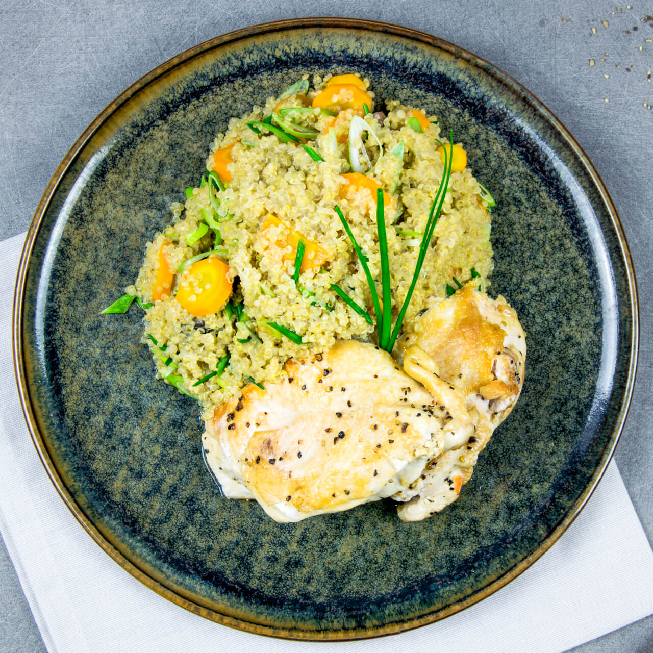 Filet de poulet rôti, risotto de quinoa