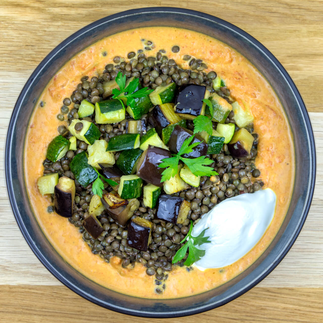 Cari de lentilles et légumes