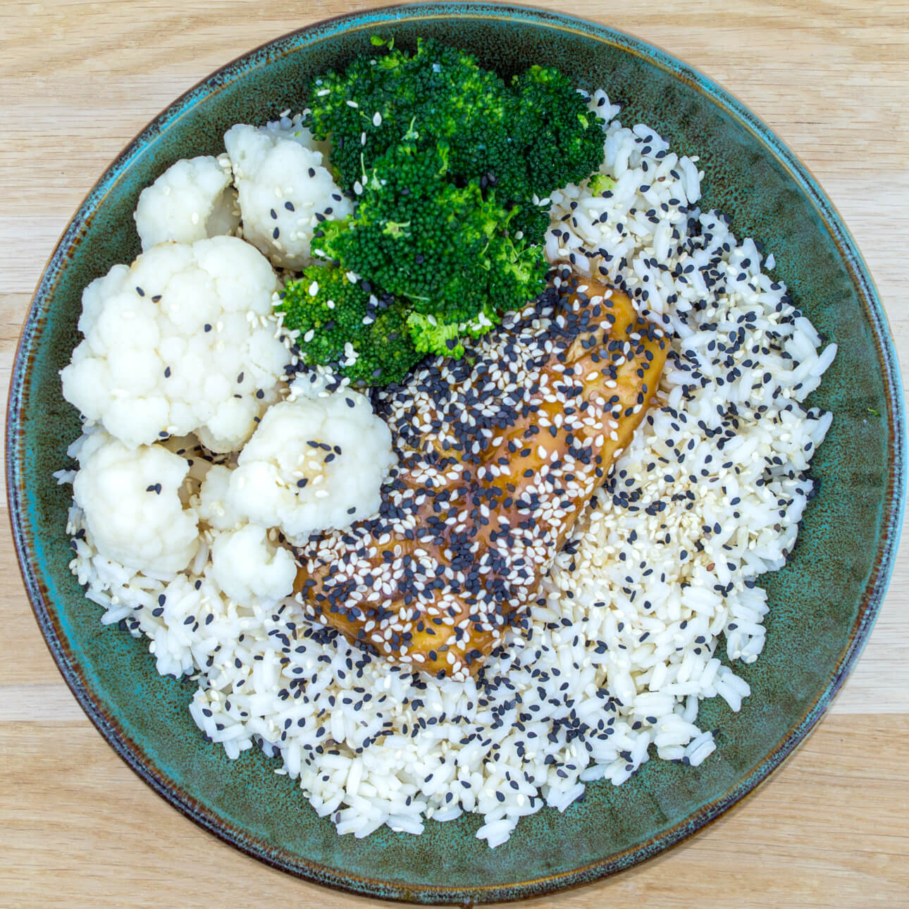 Colin teriyaki, riz de Camargue et légumes